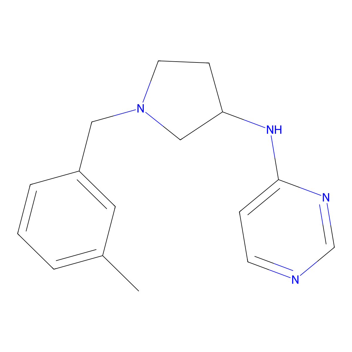 N-[1-[(3-methylphenyl)methyl]pyrrolidin-3-yl]pyrimidin-4-amine molecular structure, CAS 3054549-27-5