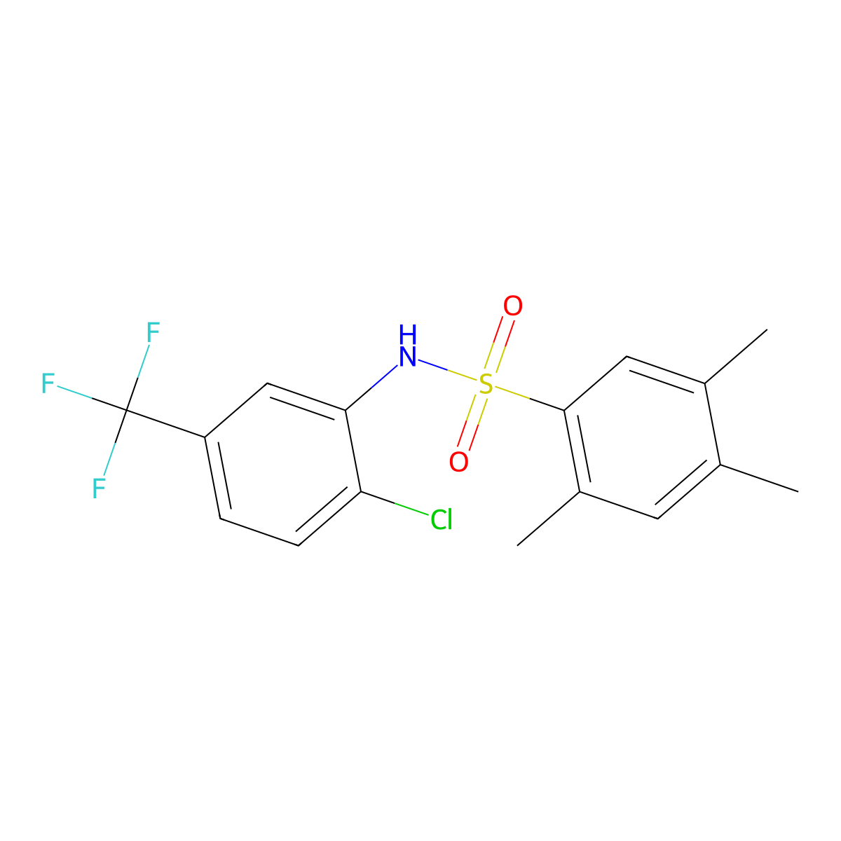 N-[2-chloro-5-(trifluoromethyl)phenyl]-2,4,5-trimethylbenzene-1-sulfonamide molecular structure, CAS 3054549-30-0