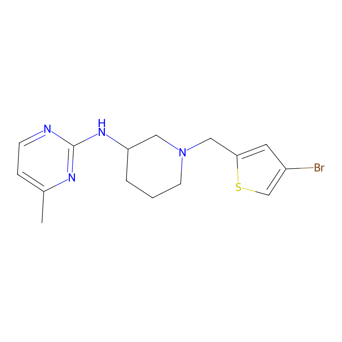 N-{1-[(4-bromothiophen-2-yl)methyl]piperidin-3-yl}-4-methylpyrimidin-2-amine molecular structure, CAS 3054549-36-6