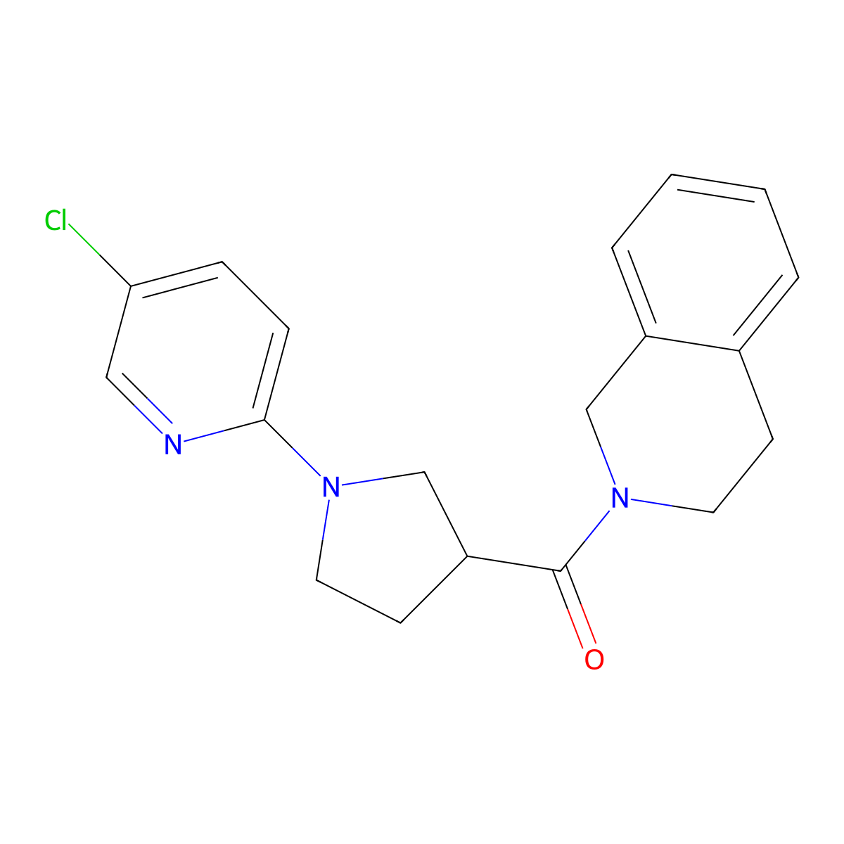 2-[1-(5-Chloropyridin-2-yl)pyrrolidine-3-carbonyl]-1,2,3,4-tetrahydroisoquinoline molecular structure, CAS 3054549-38-8