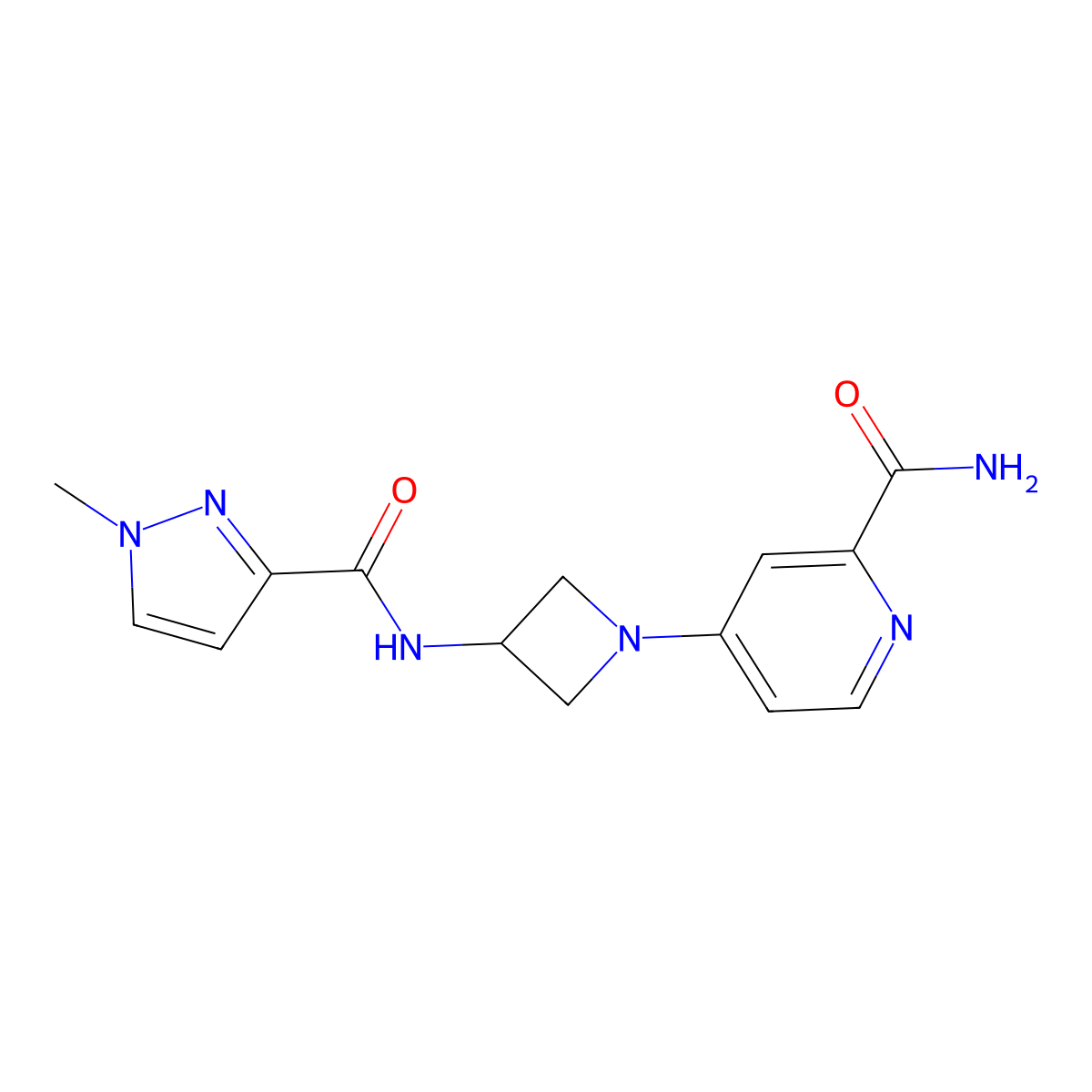 4-[3-(1-methyl-1H-pyrazole-3-amido)azetidin-1-yl]pyridine-2-carboxamide molecular structure, CAS 3054549-54-8