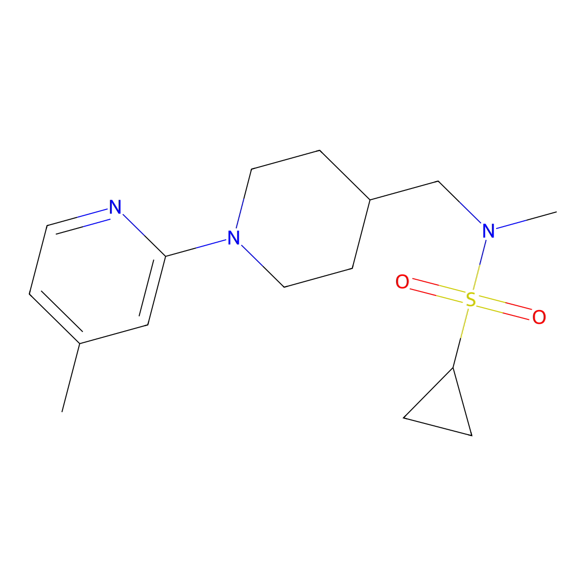 N-methyl-N-{[1-(4-methylpyridin-2-yl)piperidin-4-yl]methyl}cyclopropanesulfonamide molecular structure, CAS 3054549-56-0