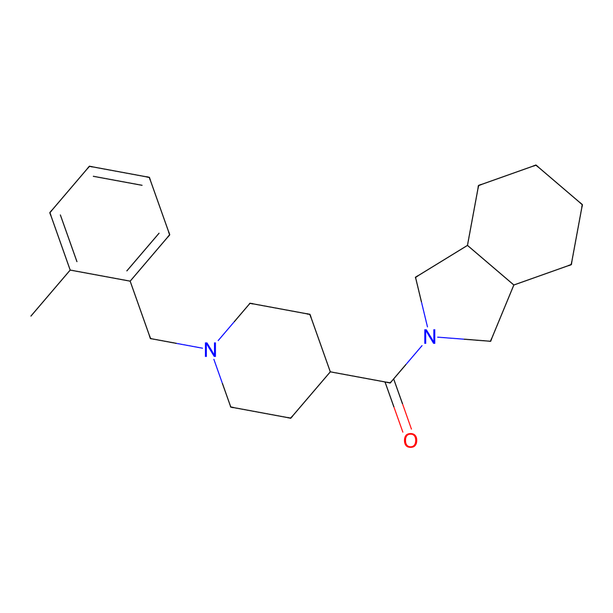 2-{1-[(2-methylphenyl)methyl]piperidine-4-carbonyl}-octahydro-1H-isoindole molecular structure, CAS 3054549-59-3