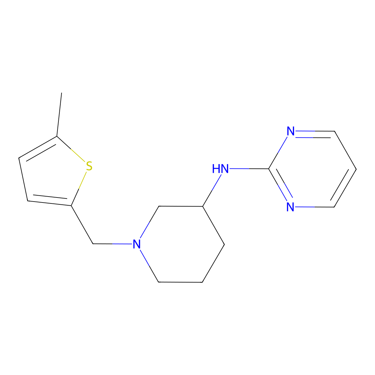 N-{1-[(5-methylthiophen-2-yl)methyl]piperidin-3-yl}pyrimidin-2-amine molecular structure, CAS 3054549-65-1