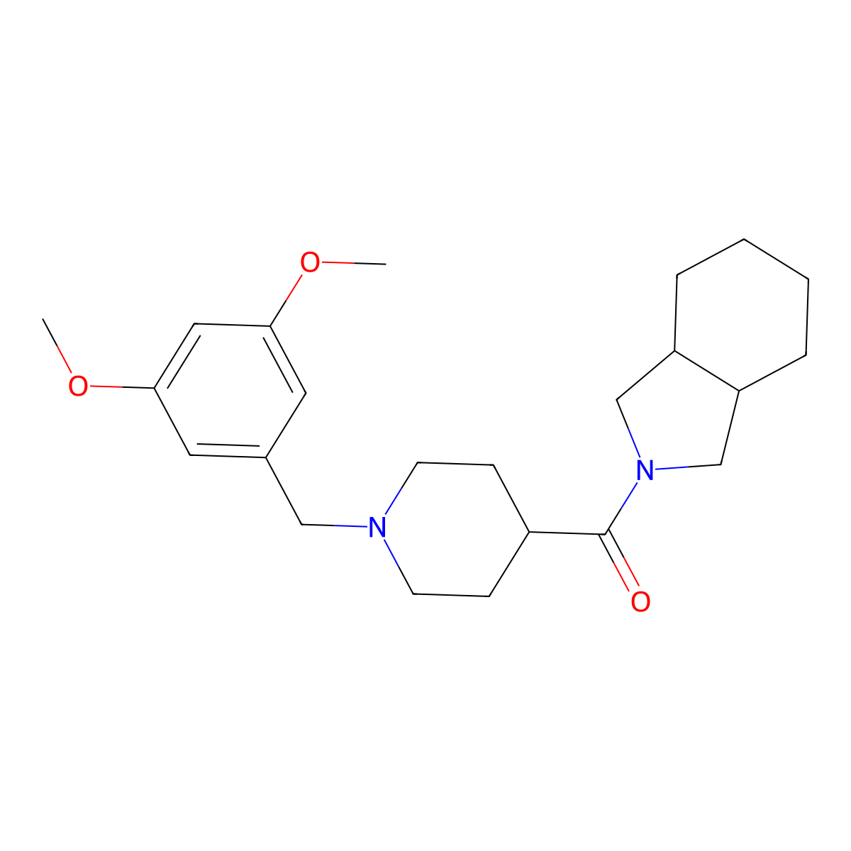 2-{1-[(3,5-dimethoxyphenyl)methyl]piperidine-4-carbonyl}-octahydro-1H-isoindole molecular structure, CAS 3054549-69-5