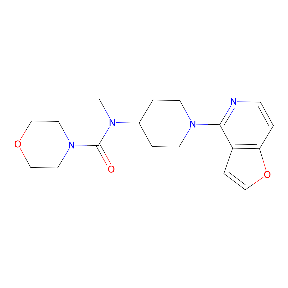 N-(1-{furo[3,2-c]pyridin-4-yl}piperidin-4-yl)-N-methylmorpholine-4-carboxamide molecular structure, CAS 3054549-75-3