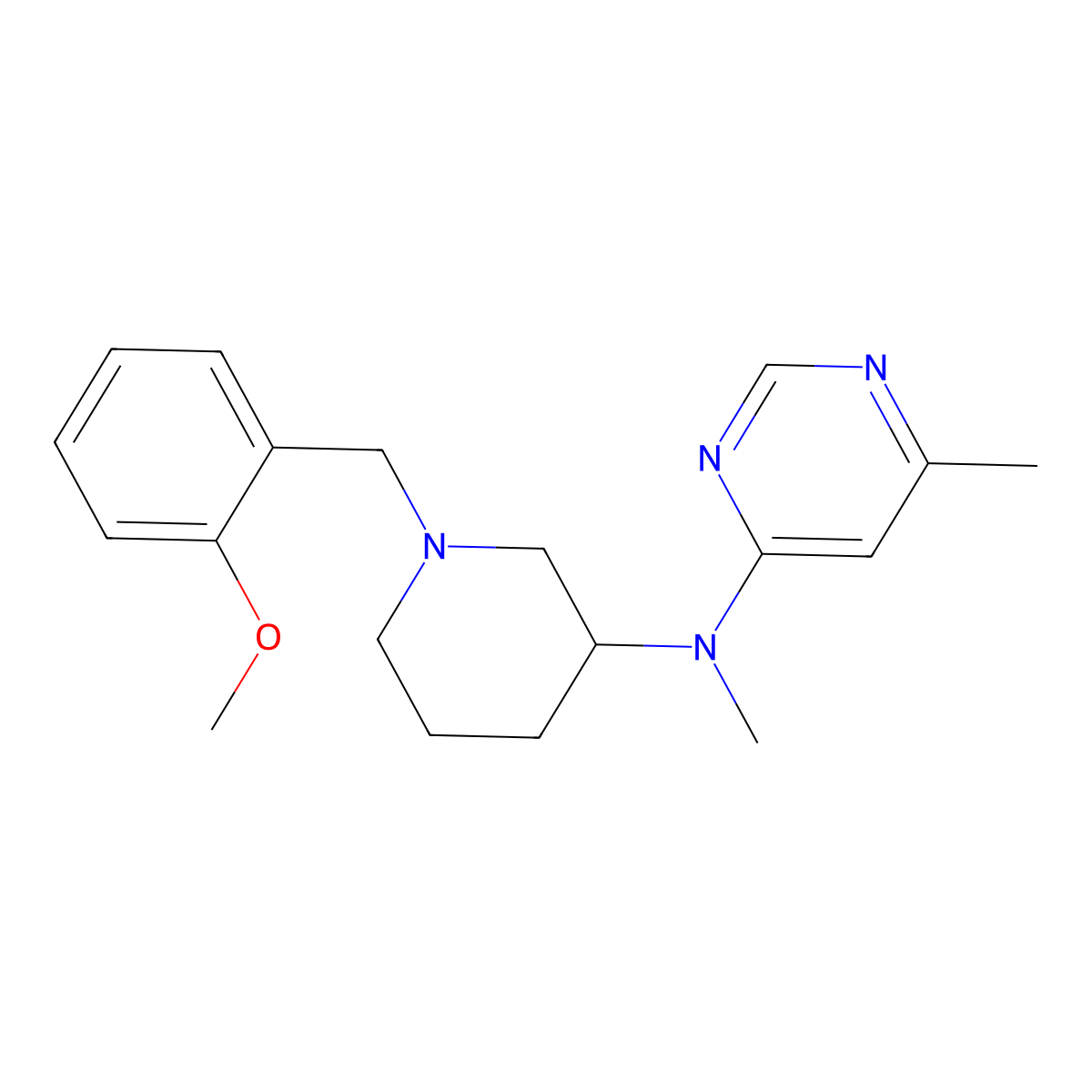 N-{1-[(2-methoxyphenyl)methyl]piperidin-3-yl}-N,6-dimethylpyrimidin-4-amine molecular structure, CAS 3054549-79-7