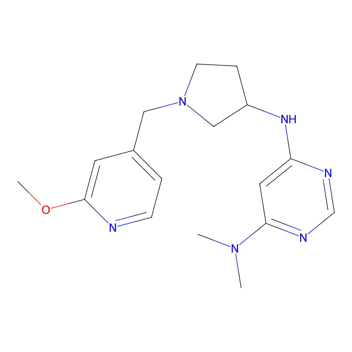 N6-{1-[(2-methoxypyridin-4-yl)methyl]pyrrolidin-3-yl}-N4,N4-dimethylpyrimidine-4,6-diamine molecular structure, CAS 3054549-83-3