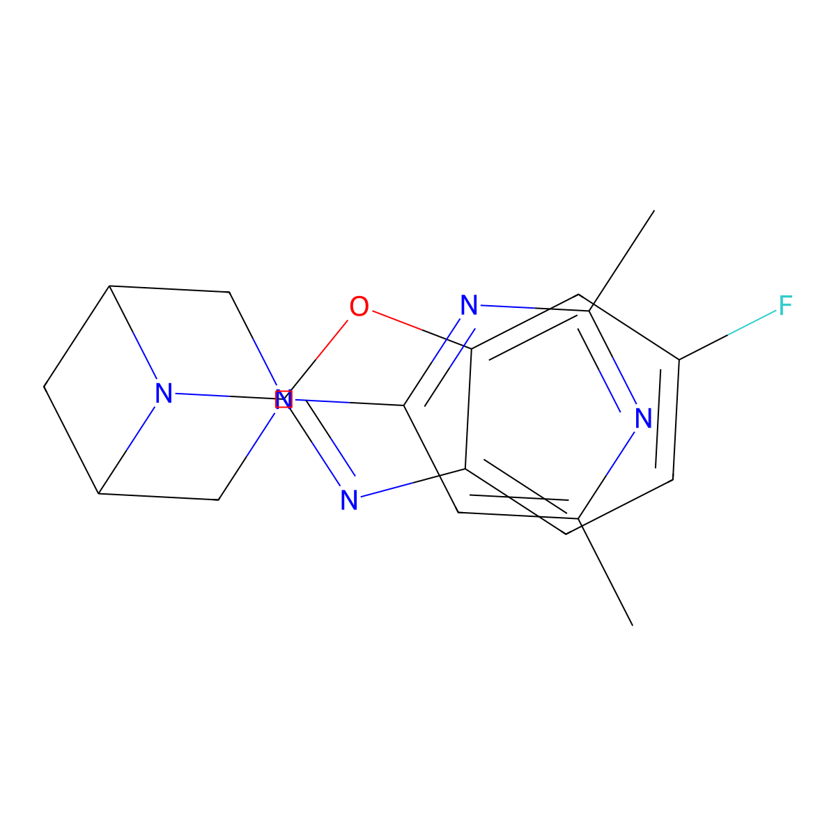 2-[3-(2,6-Dimethylpyrimidin-4-yl)-3,6-diazabicyclo[3.1.1]heptan-6-yl]-6-fluoro-1,3-benzoxazole molecular structure, CAS 3054549-85-5