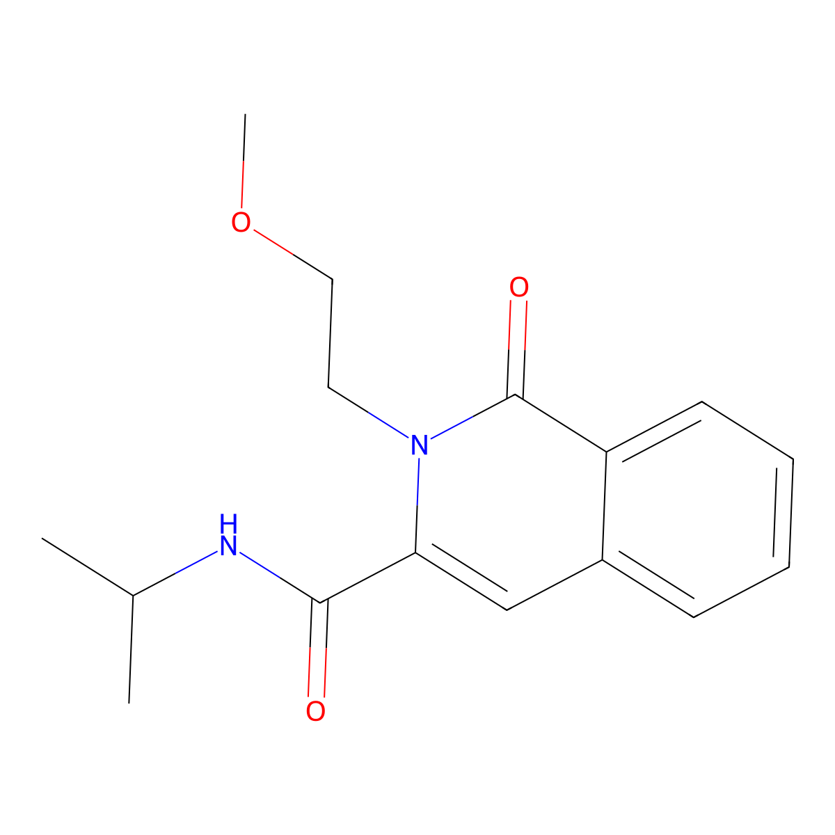 2-(2-methoxyethyl)-1-oxo-N-(propan-2-yl)-1,2-dihydroisoquinoline-3-carboxamide molecular structure, CAS 3054549-91-3