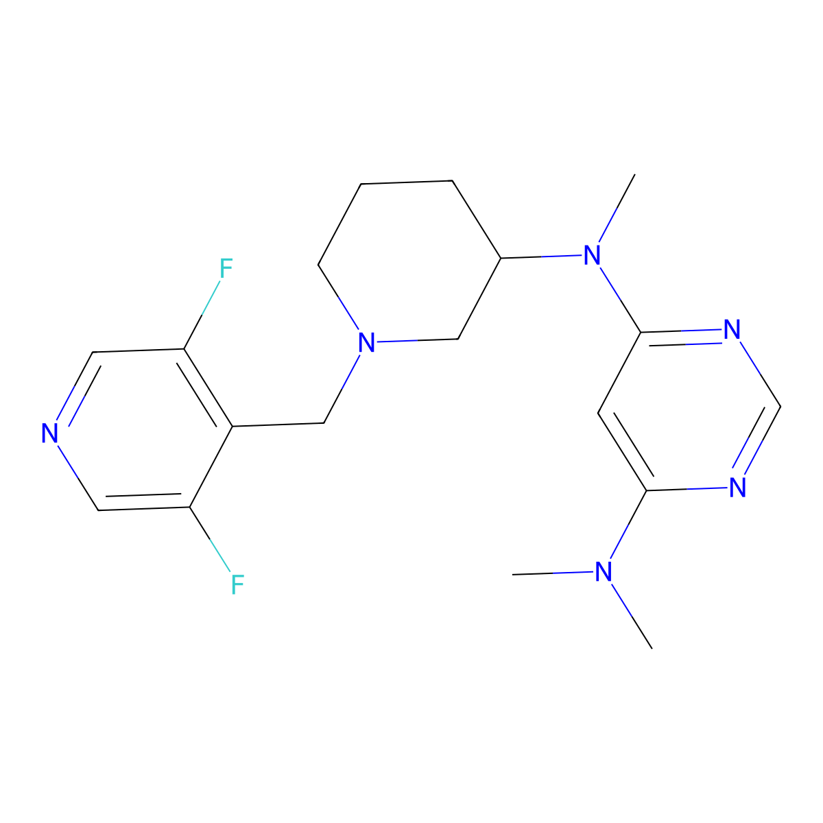N4-{1-[(3,5-difluoropyridin-4-yl)methyl]piperidin-3-yl}-N4,N6,N6-trimethylpyrimidine-4,6-diamine molecular structure, CAS 3054549-95-7
