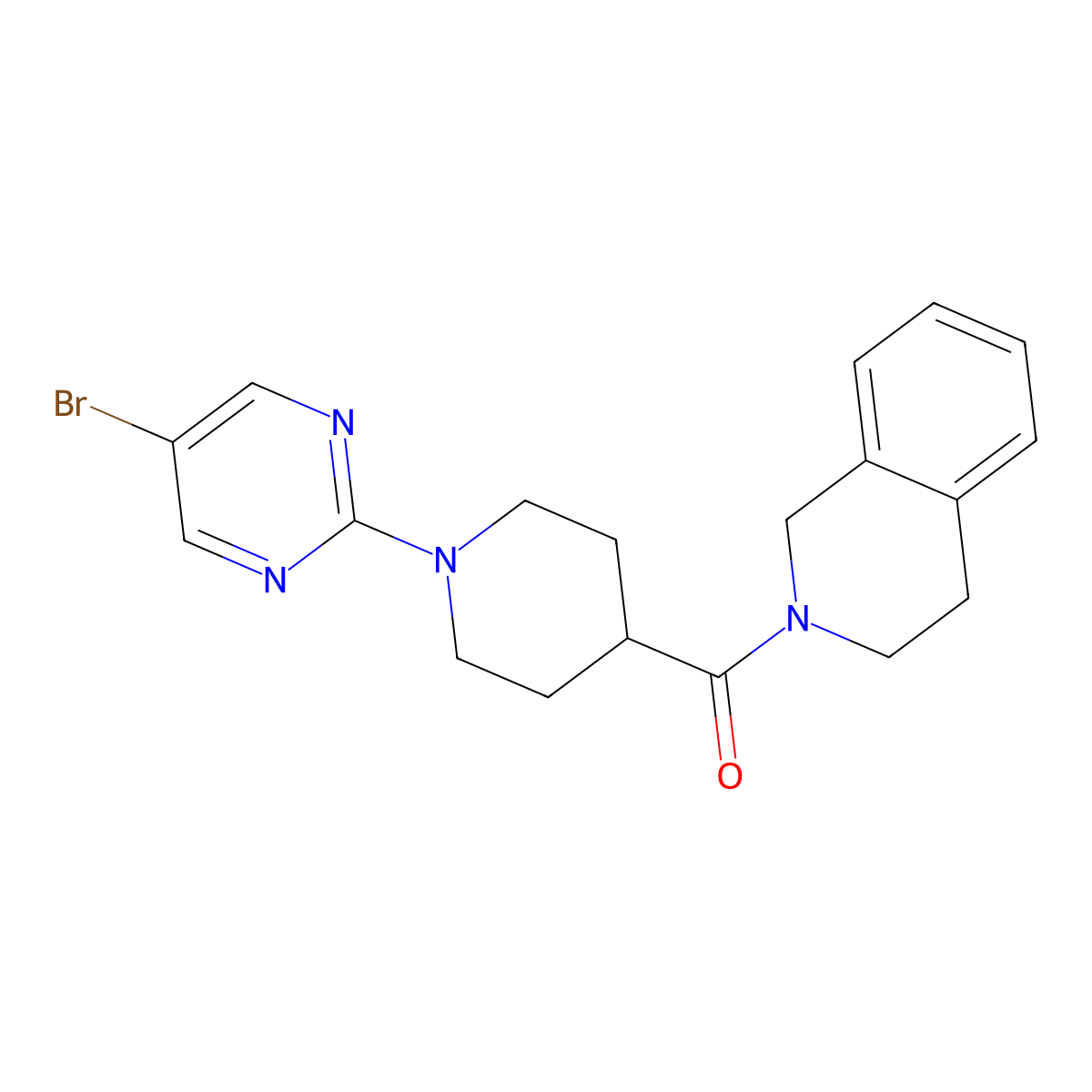 2-[1-(5-Bromopyrimidin-2-yl)piperidine-4-carbonyl]-1,2,3,4-tetrahydroisoquinoline molecular structure, CAS 3054549-98-0