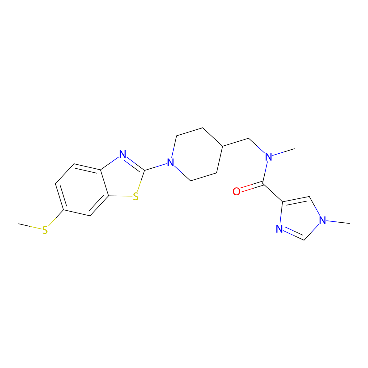 N,1-dimethyl-N-({1-[6-(methylsulfanyl)-1,3-benzothiazol-2-yl]piperidin-4-yl}methyl)-1H-imidazole-4-carboxamide molecular structure, CAS 3054550-07-8