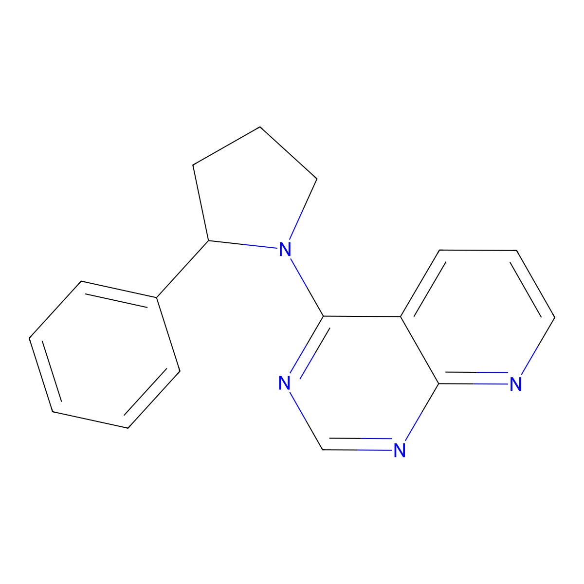 2-Phenyl-1-{pyrido[2,3-d]pyrimidin-4-yl}pyrrolidine molecular structure, CAS 3054550-09-0