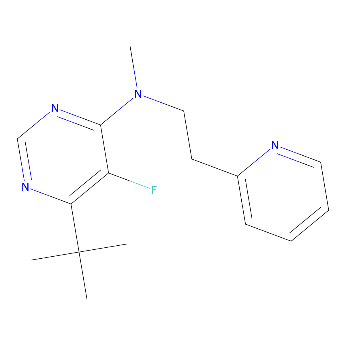 6-tert-butyl-5-fluoro-N-methyl-N-[2-(pyridin-2-yl)ethyl]pyrimidin-4-amine molecular structure, CAS 3054550-12-5