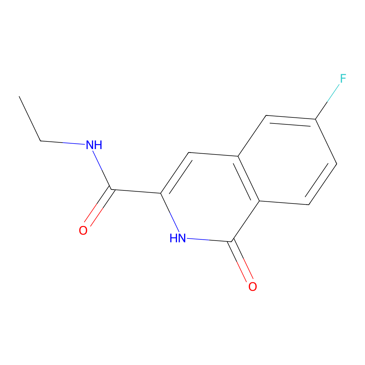N-ethyl-6-fluoro-1-oxo-1,2-dihydroisoquinoline-3-carboxamide molecular structure, CAS 3054550-14-7