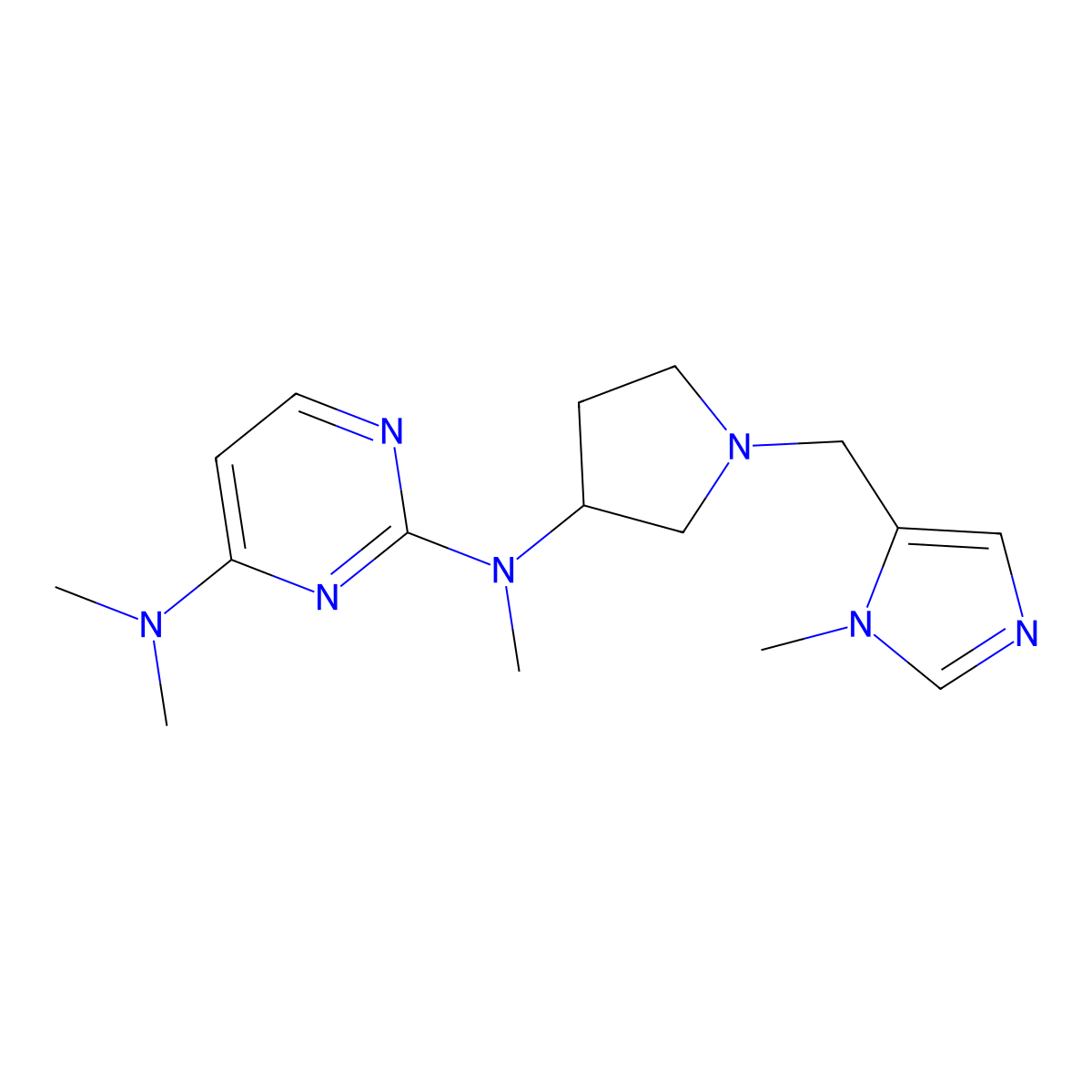N2,N4,N4-trimethyl-N2-{1-[(1-methyl-1H-imidazol-5-yl)methyl]pyrrolidin-3-yl}pyrimidine-2,4-diamine molecular structure, CAS 3054550-15-8