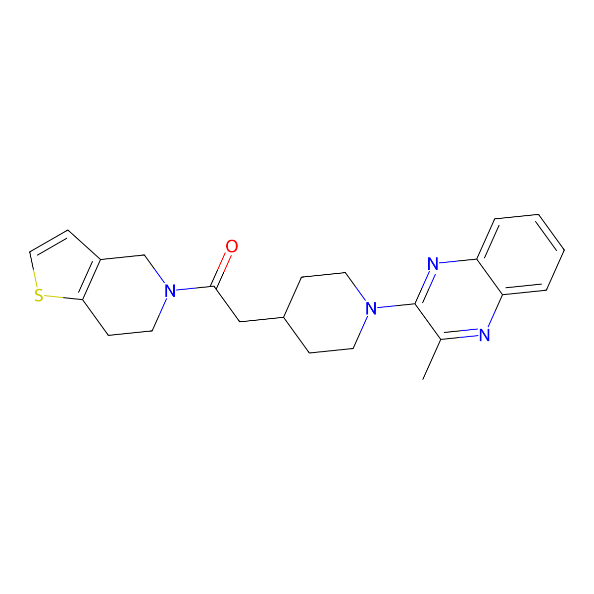 2-[1-(3-methylquinoxalin-2-yl)piperidin-4-yl]-1-{4H,5H,6H,7H-thieno[3,2-c]pyridin-5-yl}ethan-1-one molecular structure, CAS 3054550-24-9