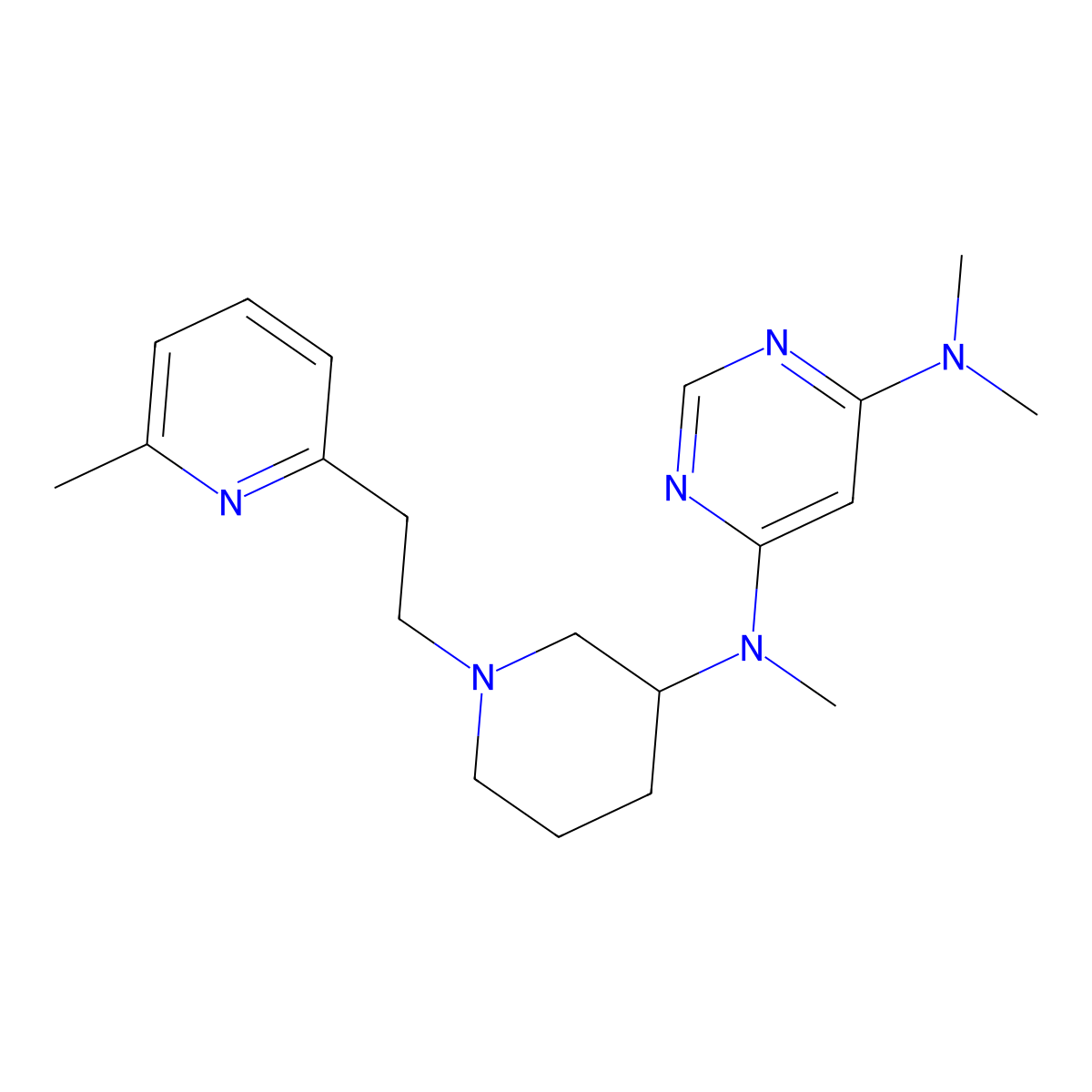 N4,N4,N6-trimethyl-N6-{1-[2-(6-methylpyridin-2-yl)ethyl]piperidin-3-yl}pyrimidine-4,6-diamine molecular structure, CAS 3054550-28-3