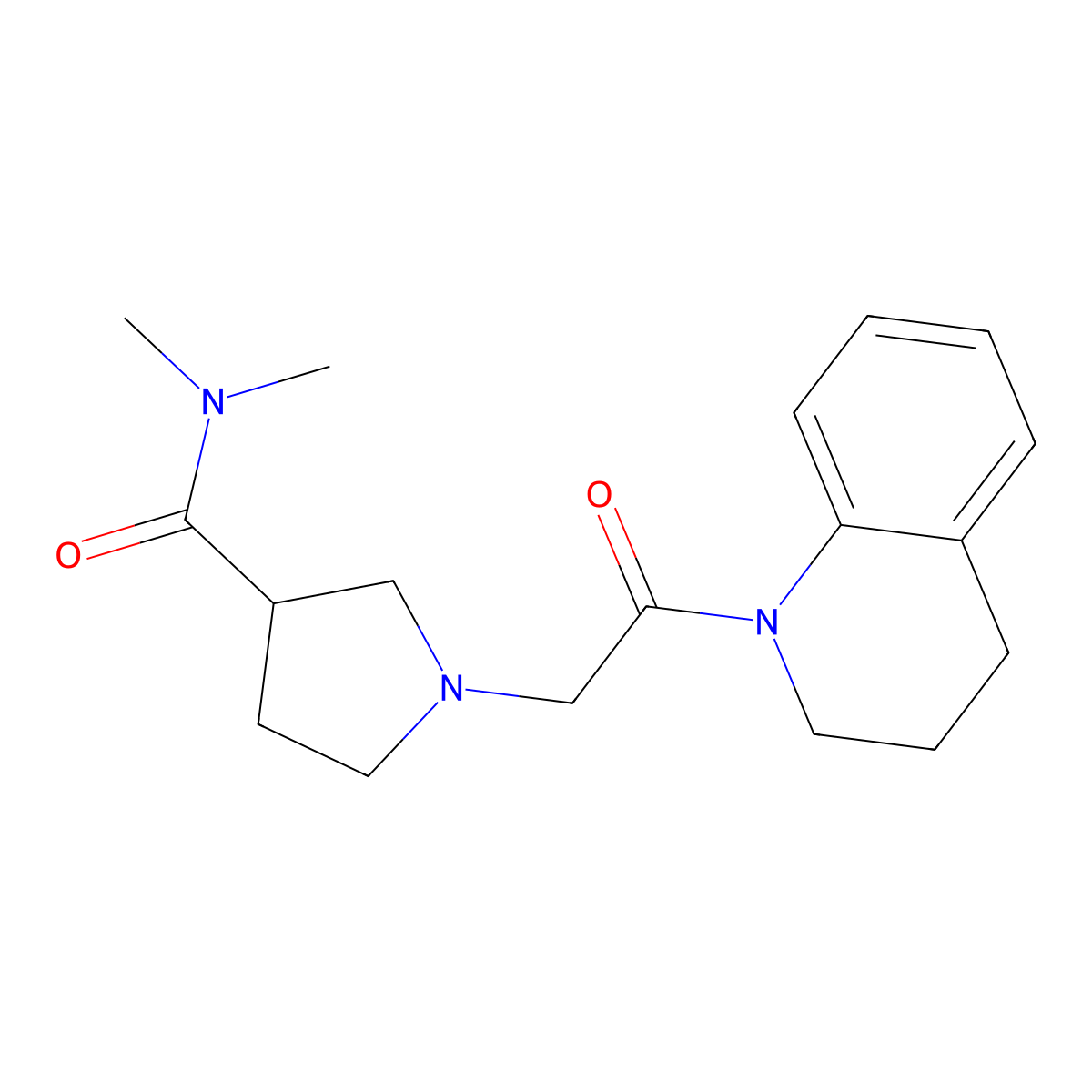 N,N-dimethyl-1-[2-oxo-2-(1,2,3,4-tetrahydroquinolin-1-yl)ethyl]pyrrolidine-3-carboxamide molecular structure, CAS 3054550-42-1