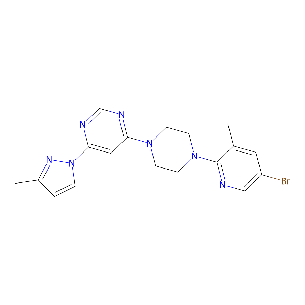 4-[4-(5-bromo-3-methylpyridin-2-yl)piperazin-1-yl]-6-(3-methyl-1H-pyrazol-1-yl)pyrimidine molecular structure, CAS 3054550-45-4