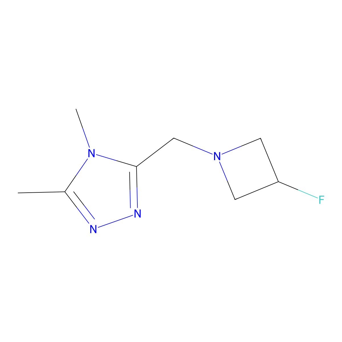 3-[(3-fluoroazetidin-1-yl)methyl]-4,5-dimethyl-4H-1,2,4-triazole molecular structure, CAS 3054550-47-6