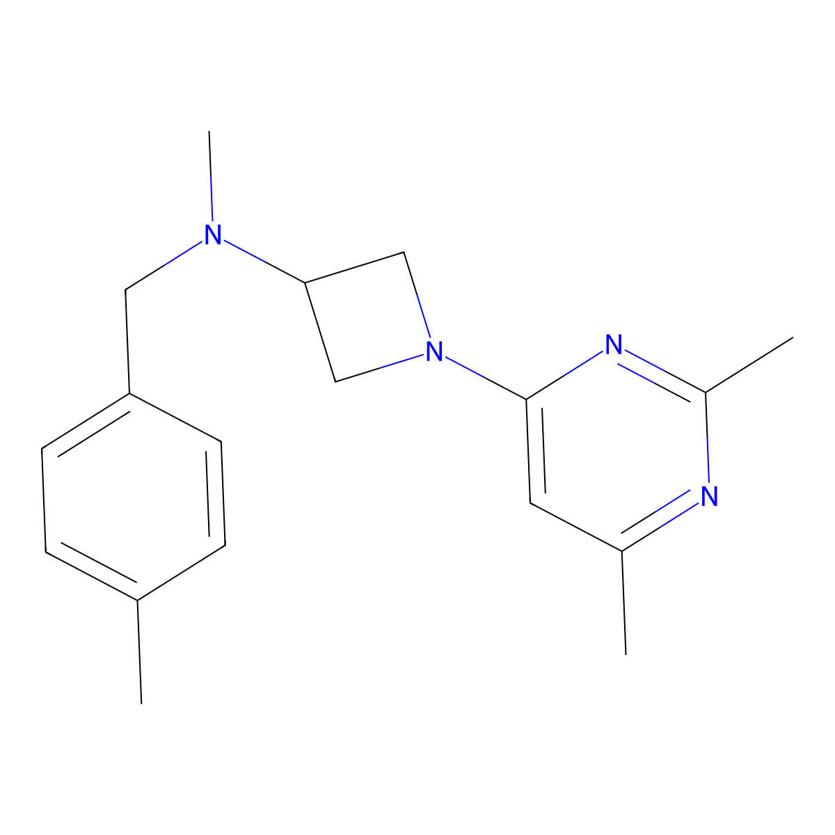 1-(2,6-dimethylpyrimidin-4-yl)-N-methyl-N-[(4-methylphenyl)methyl]azetidin-3-amine molecular structure, CAS 3054550-48-7