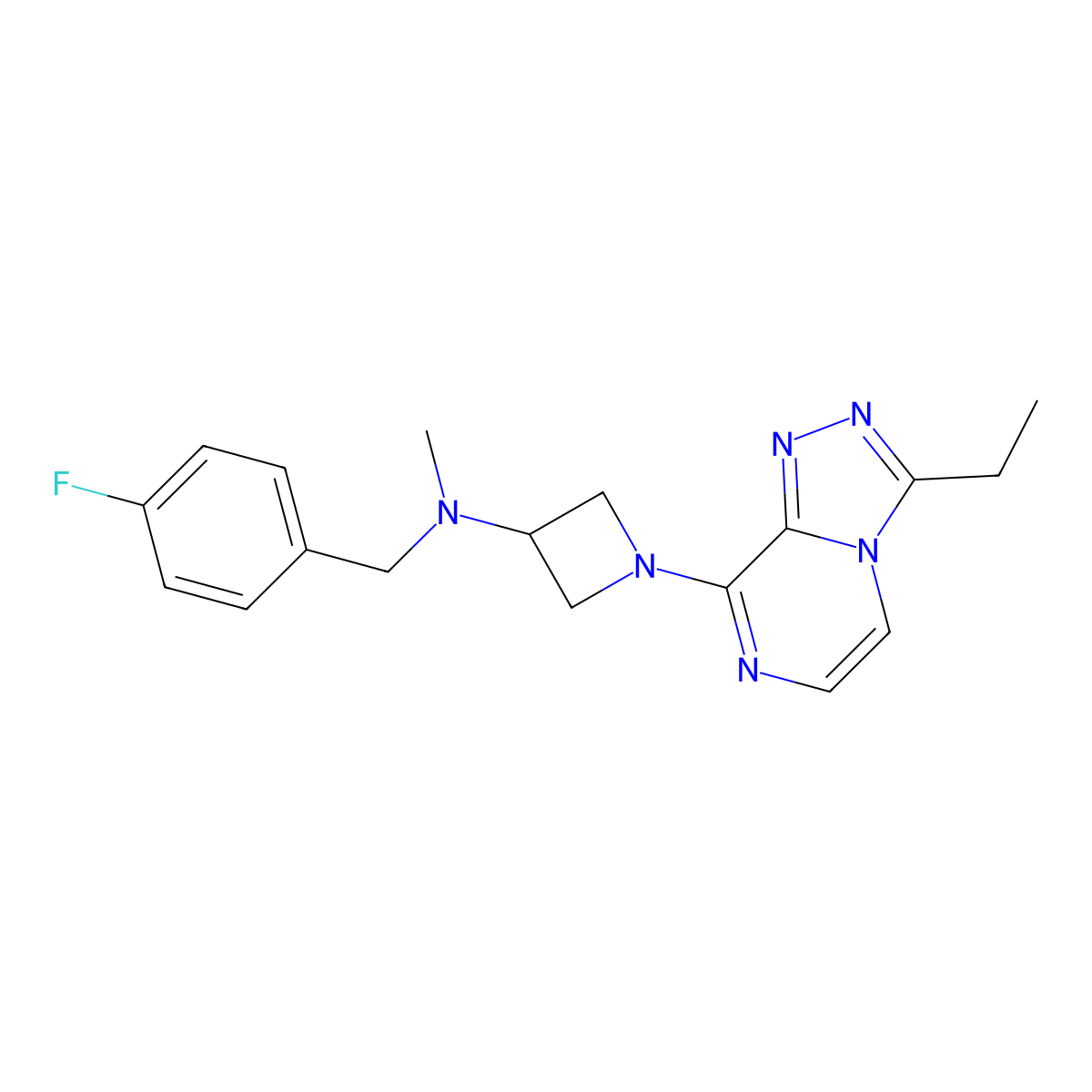 1-{3-ethyl-[1,2,4]triazolo[4,3-a]pyrazin-8-yl}-N-[(4-fluorophenyl)methyl]-N-methylazetidin-3-amine molecular structure, CAS 3054550-52-3