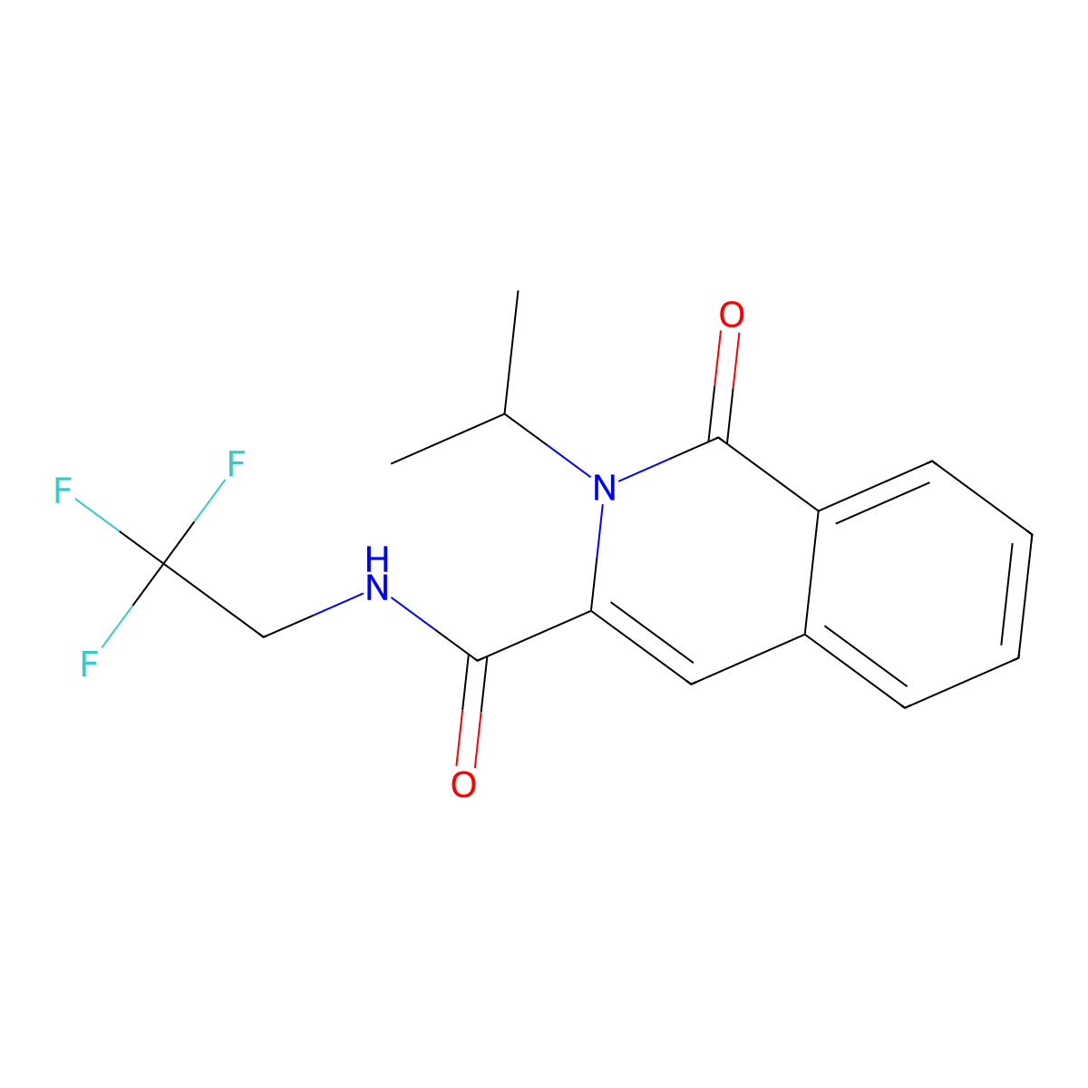 1-oxo-2-(propan-2-yl)-N-(2,2,2-trifluoroethyl)-1,2-dihydroisoquinoline-3-carboxamide molecular structure, CAS 3054550-54-5