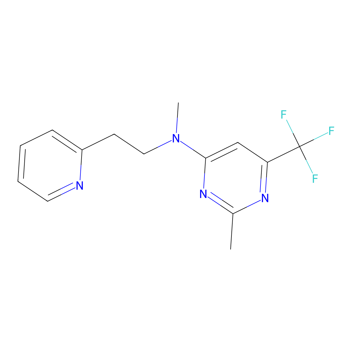 N,2-dimethyl-N-[2-(pyridin-2-yl)ethyl]-6-(trifluoromethyl)pyrimidin-4-amine molecular structure, CAS 3054550-57-8