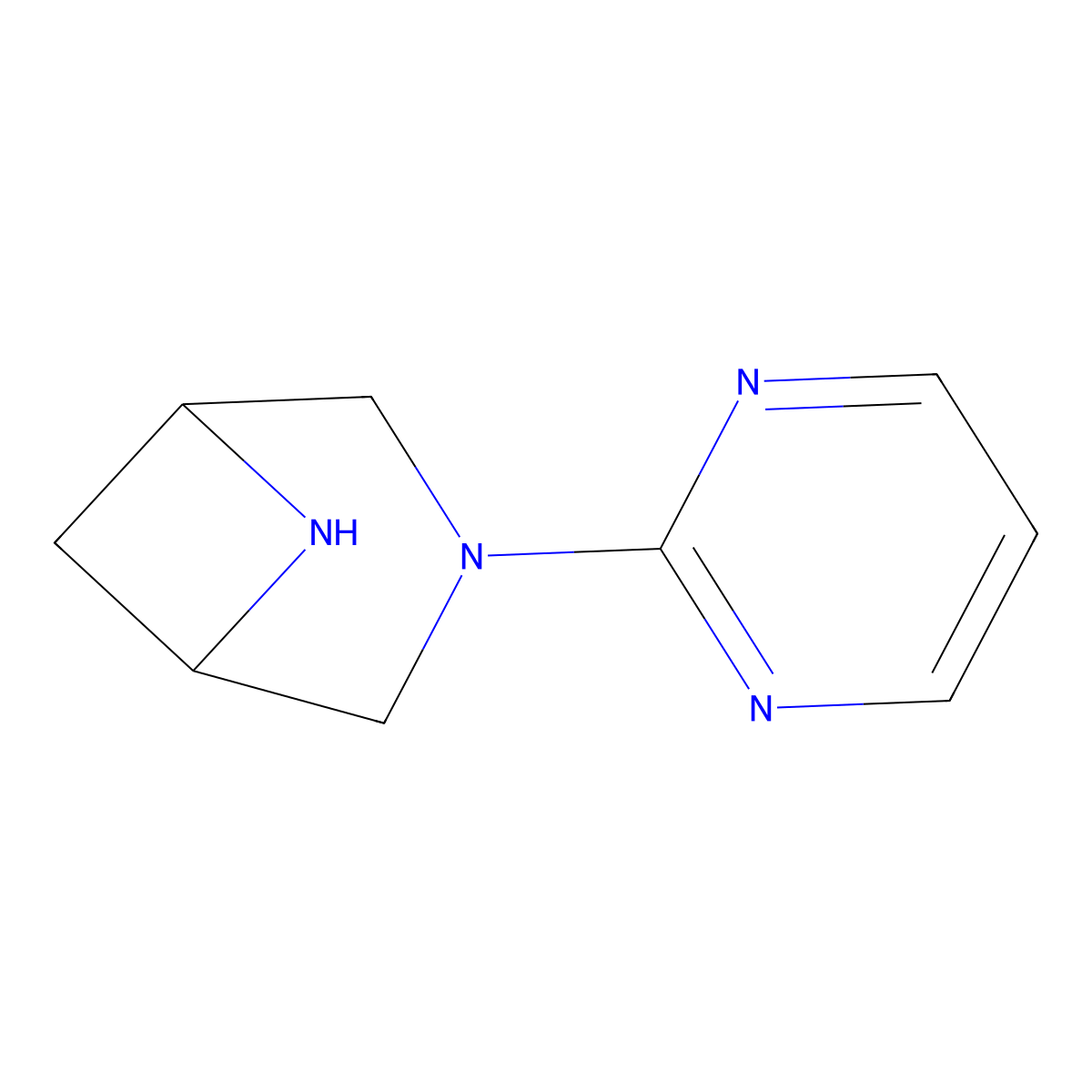 3-(Pyrimidin-2-yl)-3,6-diazabicyclo[3.1.1]heptane molecular structure, CAS 3054550-59-0