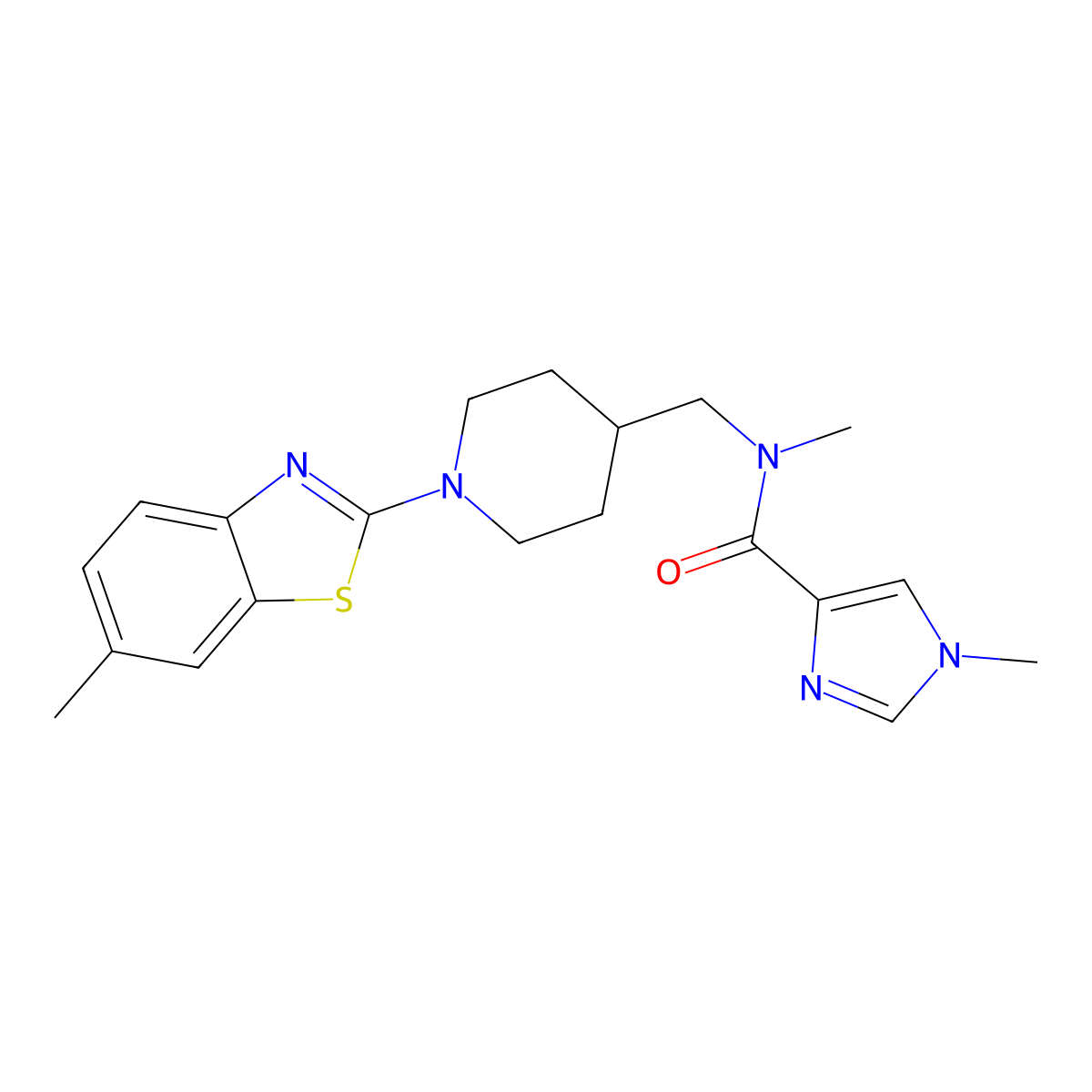 N,1-dimethyl-N-{[1-(6-methyl-1,3-benzothiazol-2-yl)piperidin-4-yl]methyl}-1H-imidazole-4-carboxamide molecular structure, CAS 3054550-62-5