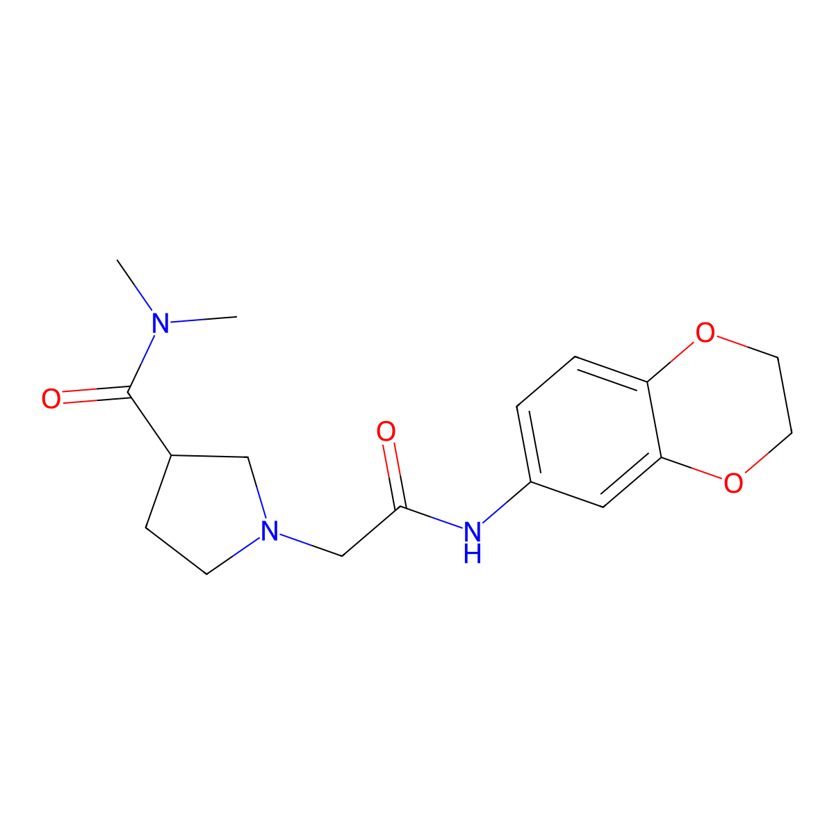 1-{[(2,3-dihydro-1,4-benzodioxin-6-yl)carbamoyl]methyl}-N,N-dimethylpyrrolidine-3-carboxamide molecular structure, CAS 3054550-68-1