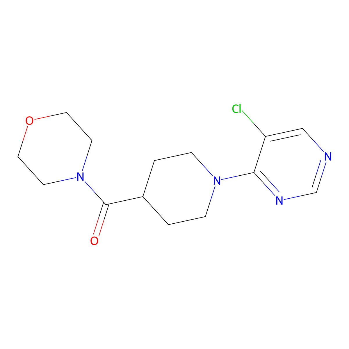 4-[1-(5-Chloropyrimidin-4-yl)piperidine-4-carbonyl]morpholine molecular structure, CAS 3054550-72-7