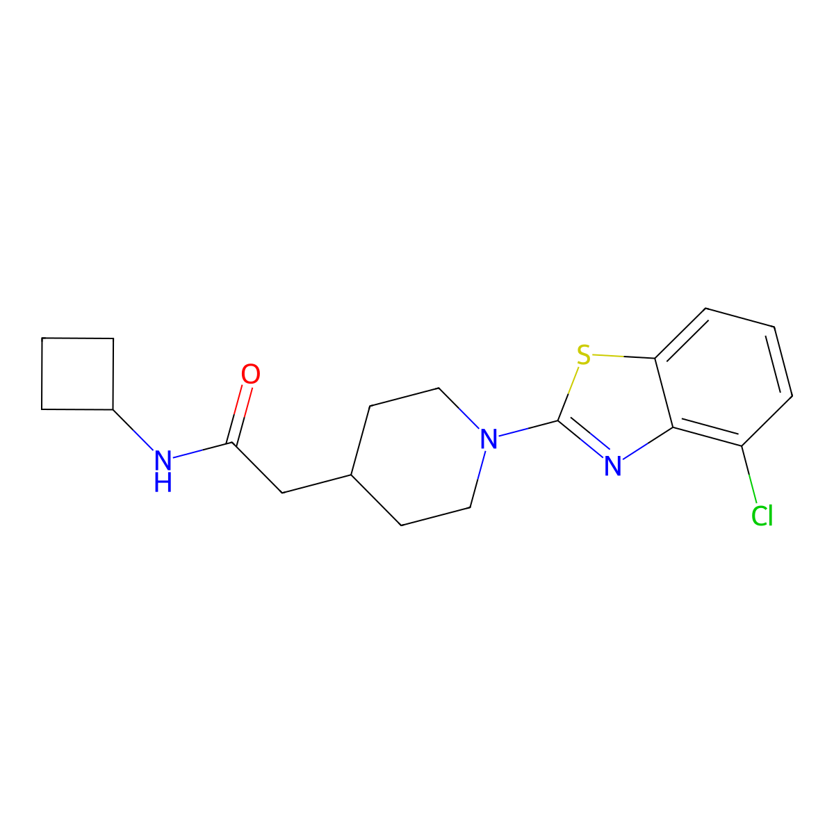 2-[1-(4-chloro-1,3-benzothiazol-2-yl)piperidin-4-yl]-N-cyclobutylacetamide molecular structure, CAS 3054550-73-8