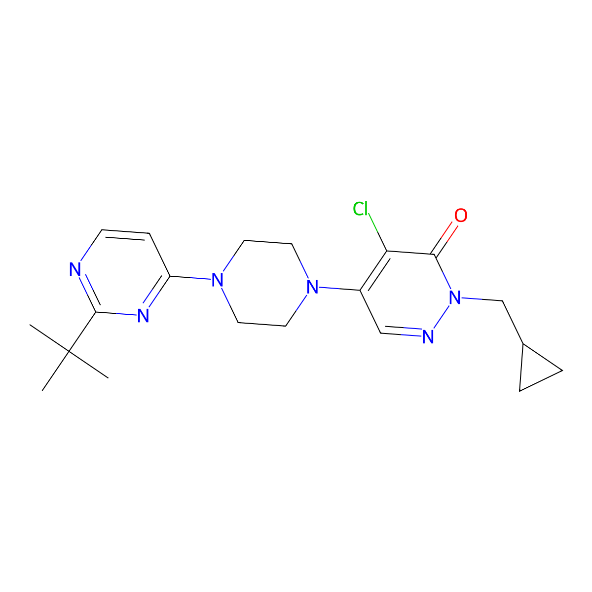 5-[4-(2-Tert-butylpyrimidin-4-yl)piperazin-1-yl]-4-chloro-2-(cyclopropylmethyl)-2,3-dihydropyridazin-3-one molecular structure, CAS 3054550-75-0