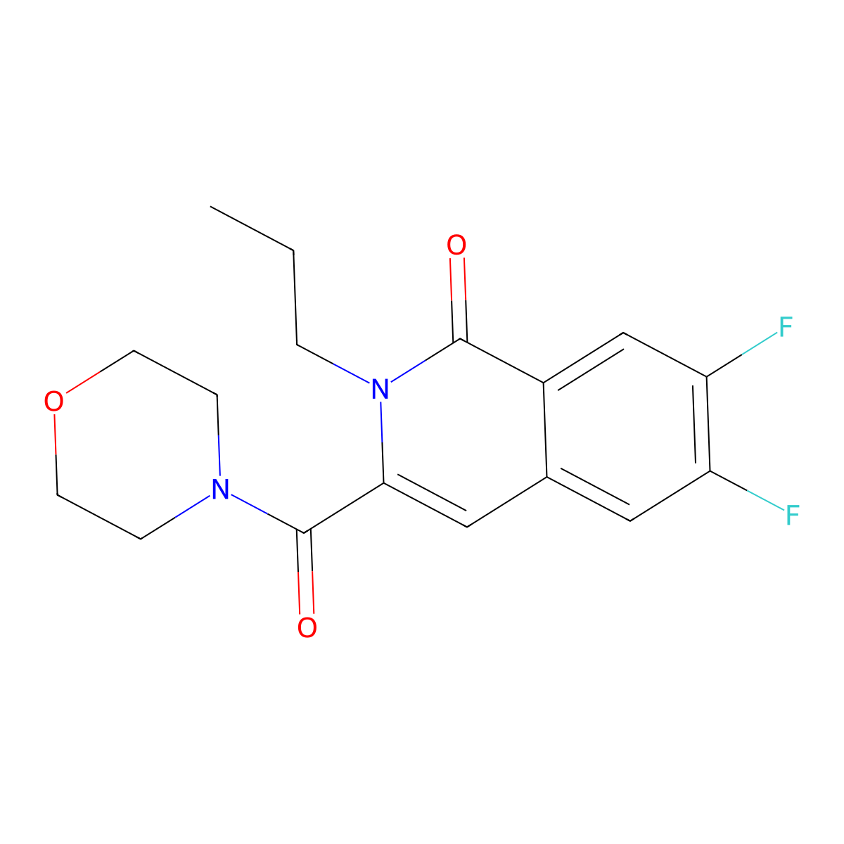 6,7-Difluoro-3-(morpholine-4-carbonyl)-2-propyl-1,2-dihydroisoquinolin-1-one molecular structure, CAS 3054550-80-7