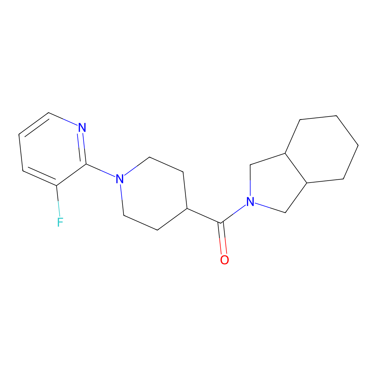 2-[1-(3-fluoropyridin-2-yl)piperidine-4-carbonyl]-octahydro-1H-isoindole molecular structure, CAS 3054550-84-1