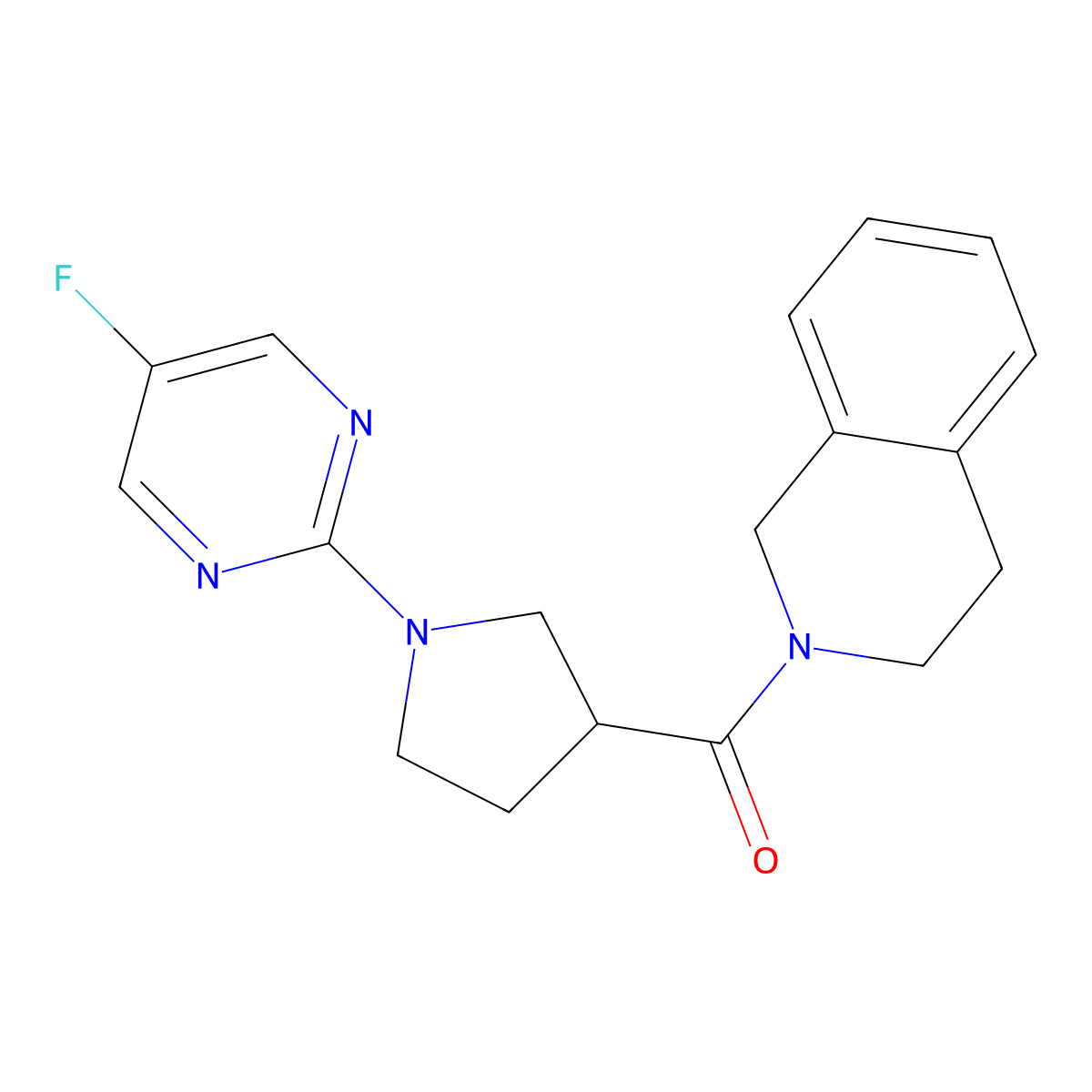 2-[1-(5-Fluoropyrimidin-2-yl)pyrrolidine-3-carbonyl]-1,2,3,4-tetrahydroisoquinoline molecular structure, CAS 3054550-87-4