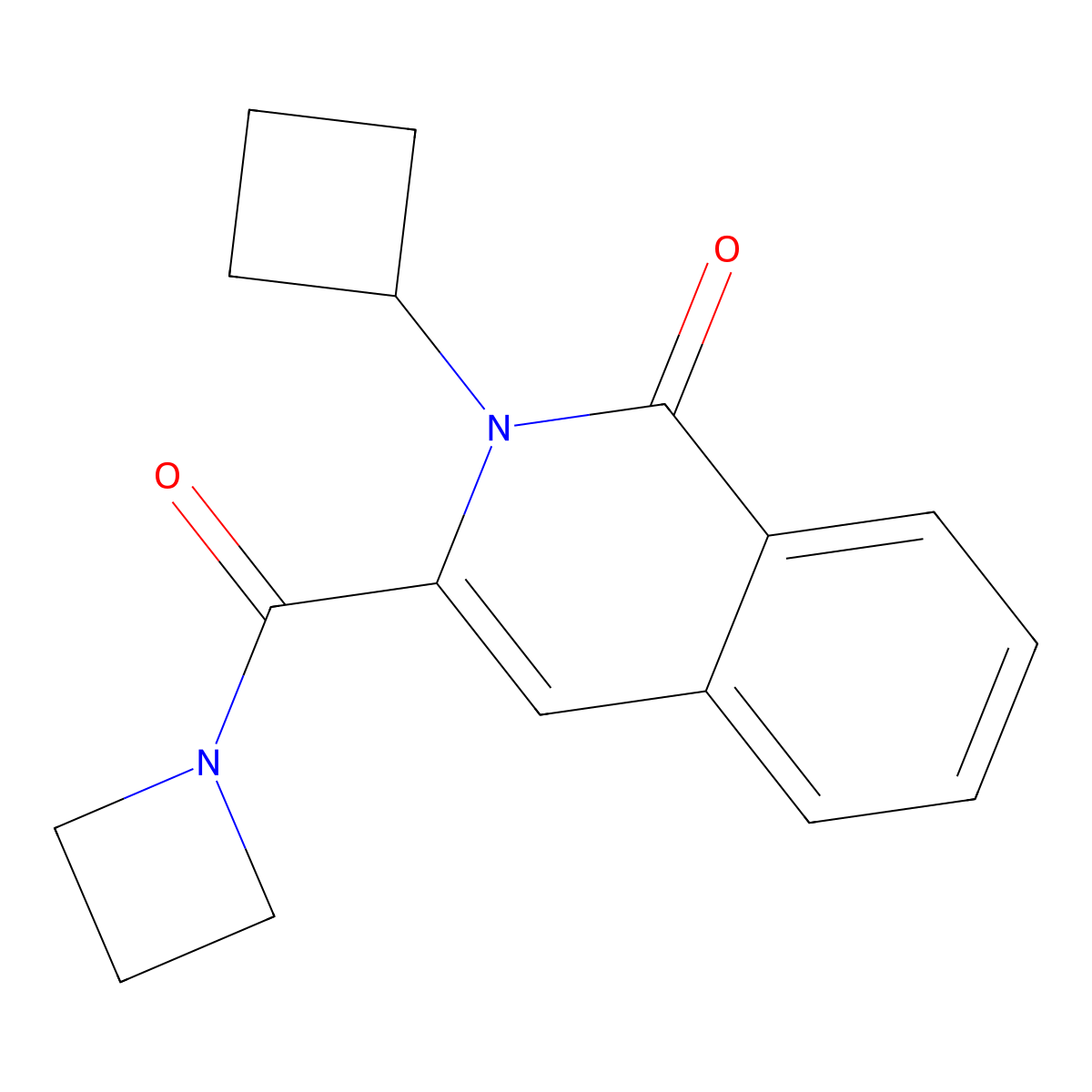 3-(Azetidine-1-carbonyl)-2-cyclobutyl-1,2-dihydroisoquinolin-1-one molecular structure, CAS 3054550-89-6