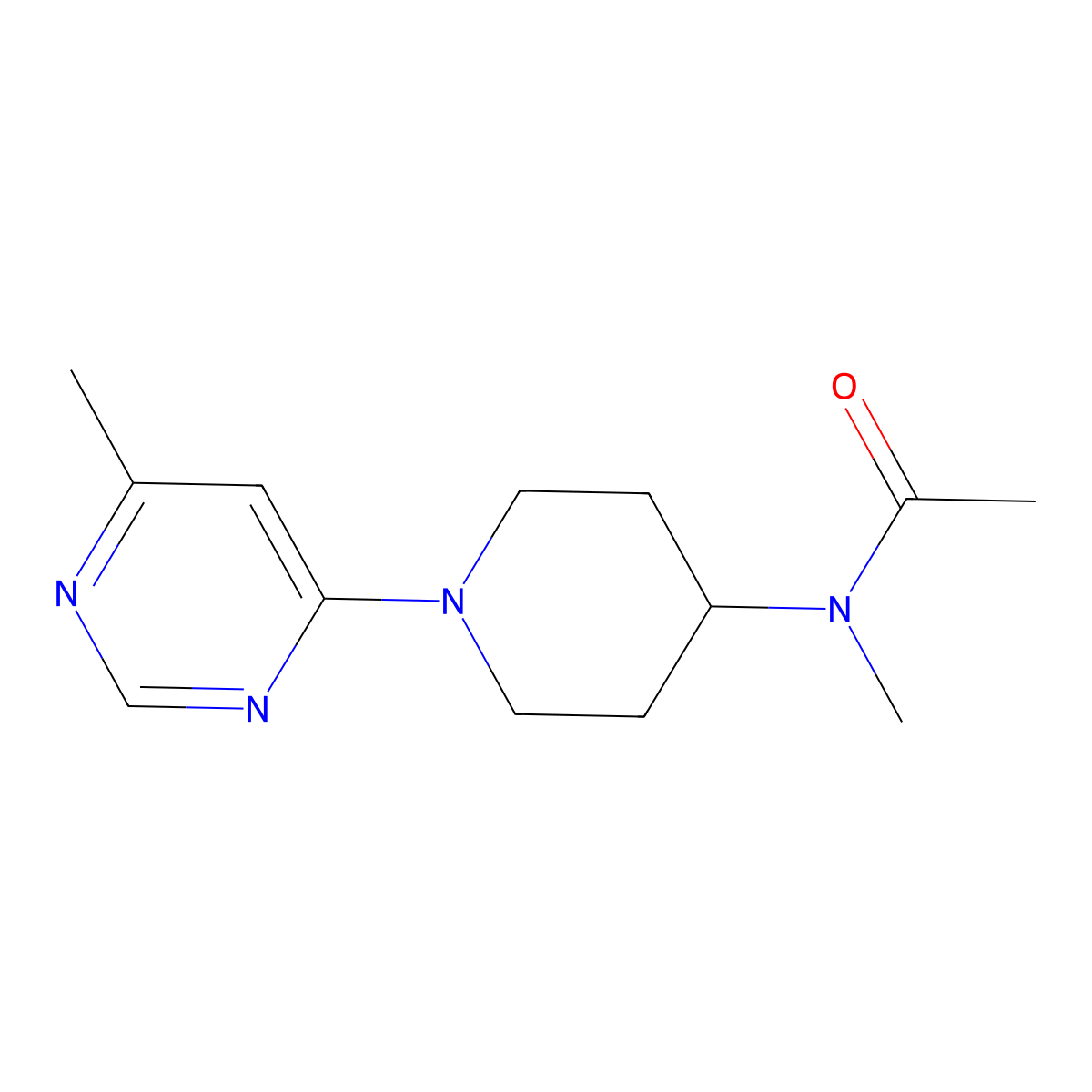 N-methyl-N-[1-(6-methylpyrimidin-4-yl)piperidin-4-yl]acetamide molecular structure, CAS 3054550-91-0