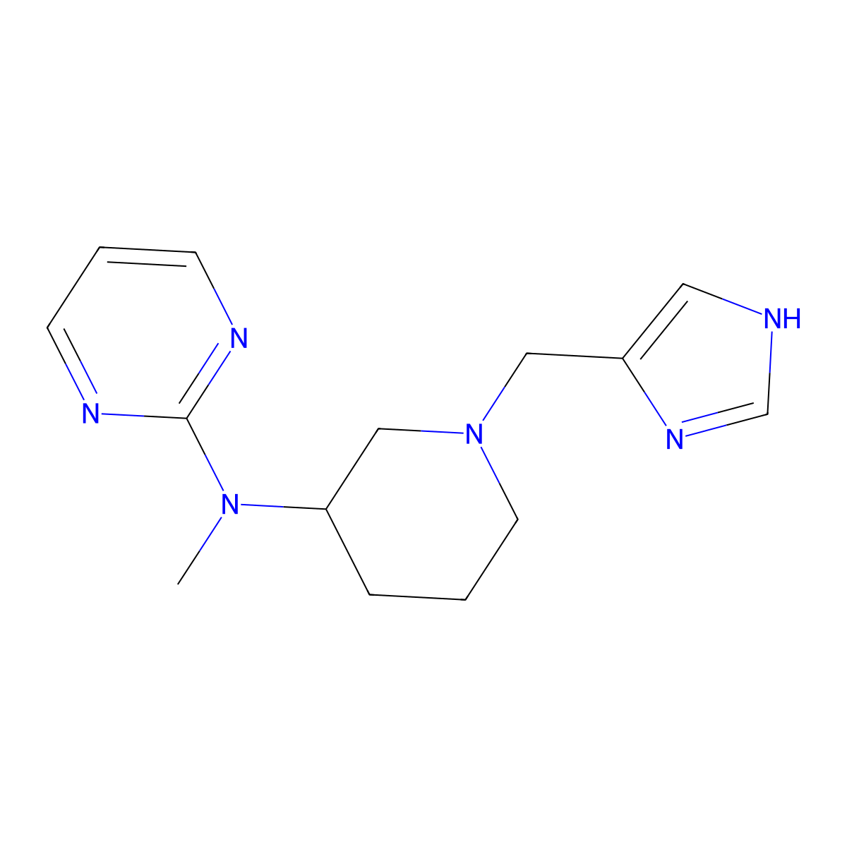 N-{1-[(1H-imidazol-4-yl)methyl]piperidin-3-yl}-N-methylpyrimidin-2-amine molecular structure, CAS 3054550-93-2