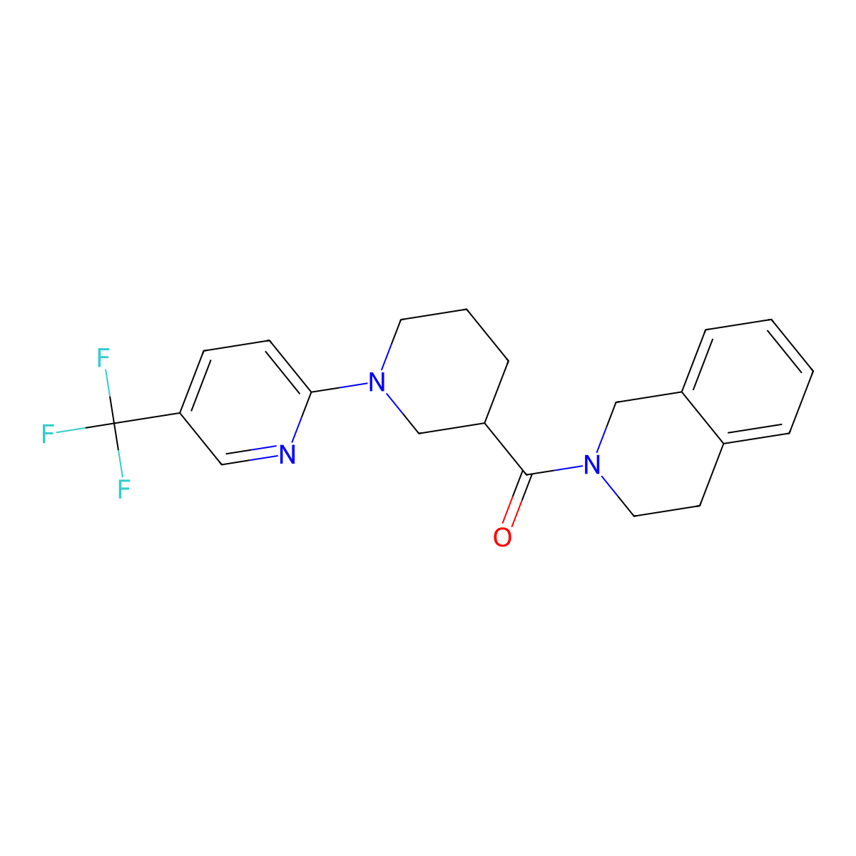 2-{1-[5-(Trifluoromethyl)pyridin-2-yl]piperidine-3-carbonyl}-1,2,3,4-tetrahydroisoquinoline molecular structure, CAS 3054550-95-4