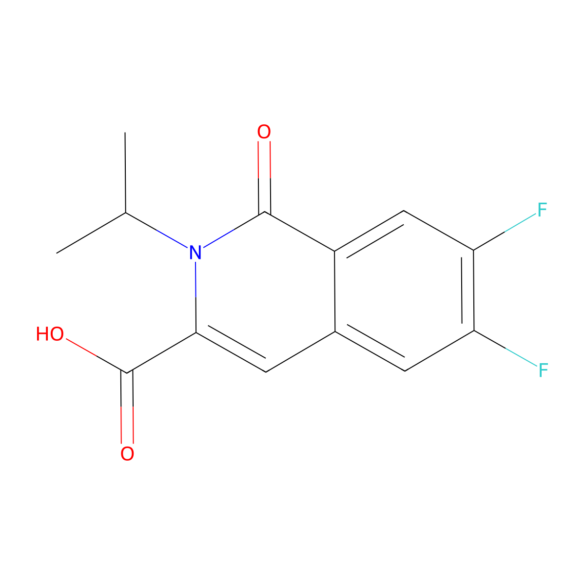 6,7-Difluoro-1-oxo-2-propan-2-ylisoquinoline-3-carboxylic acid molecular structure, CAS 3054550-96-5