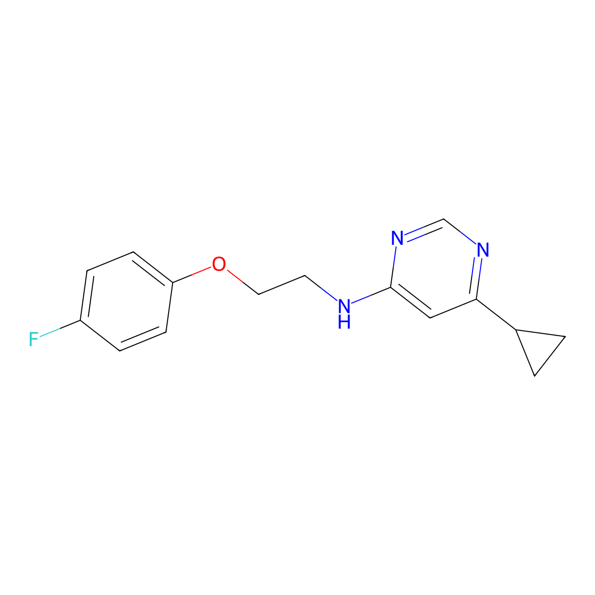 6-cyclopropyl-N-[2-(4-fluorophenoxy)ethyl]pyrimidin-4-amine molecular structure, CAS 3054550-98-7