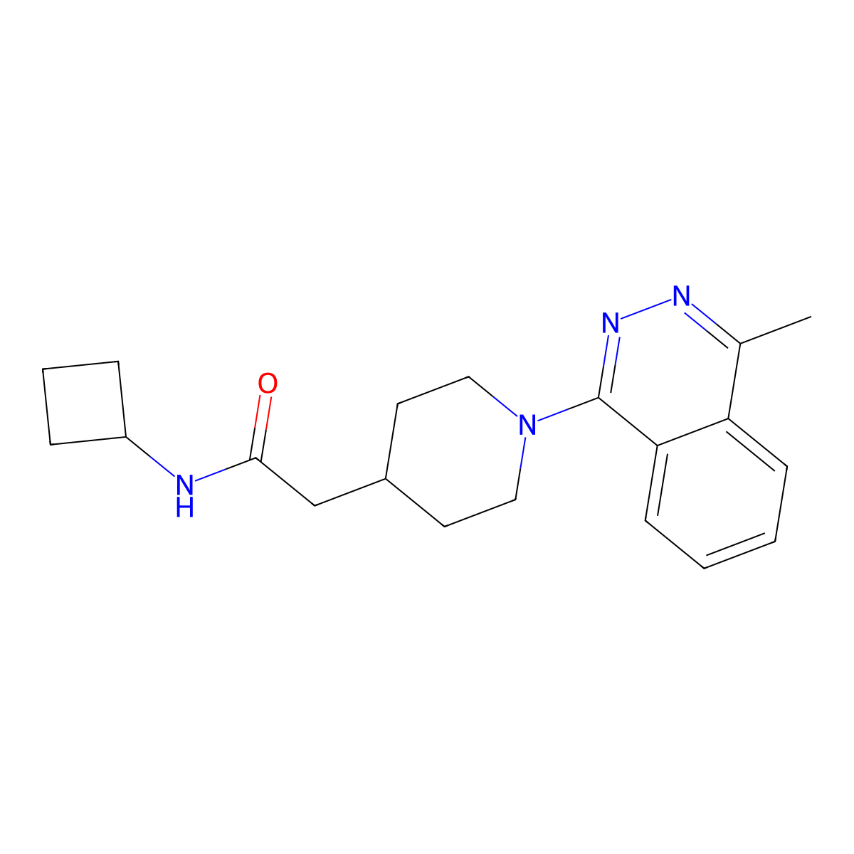 N-cyclobutyl-2-[1-(4-methylphthalazin-1-yl)piperidin-4-yl]acetamide molecular structure, CAS 3054551-14-0