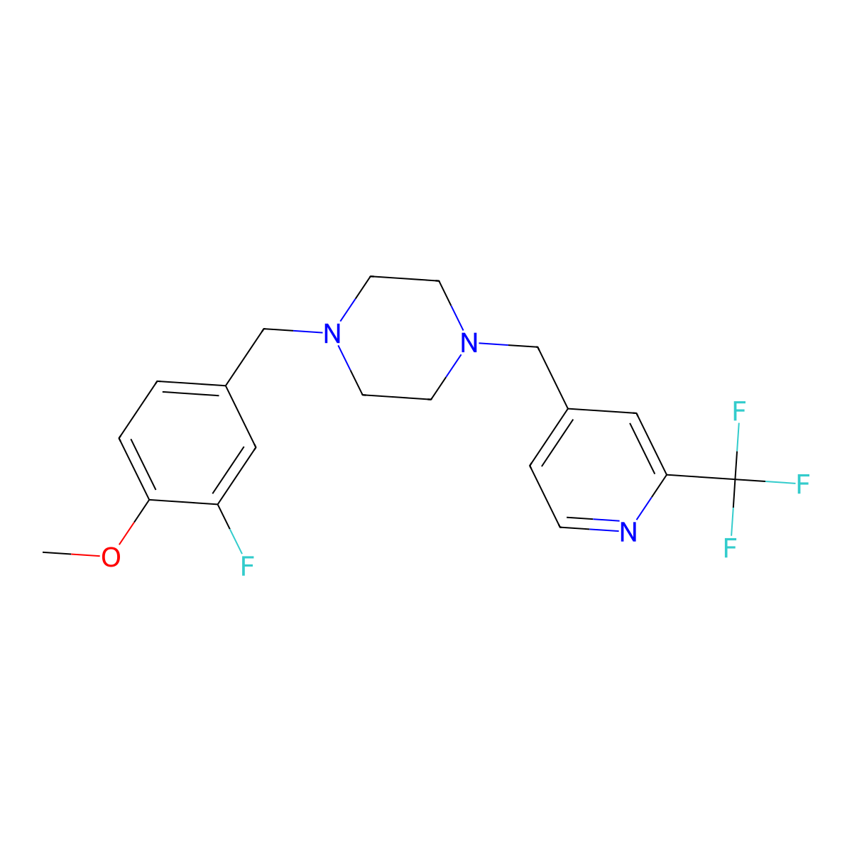 1-[(3-Fluoro-4-methoxyphenyl)methyl]-4-{[2-(trifluoromethyl)pyridin-4-yl]methyl}piperazine molecular structure, CAS 3054551-20-8