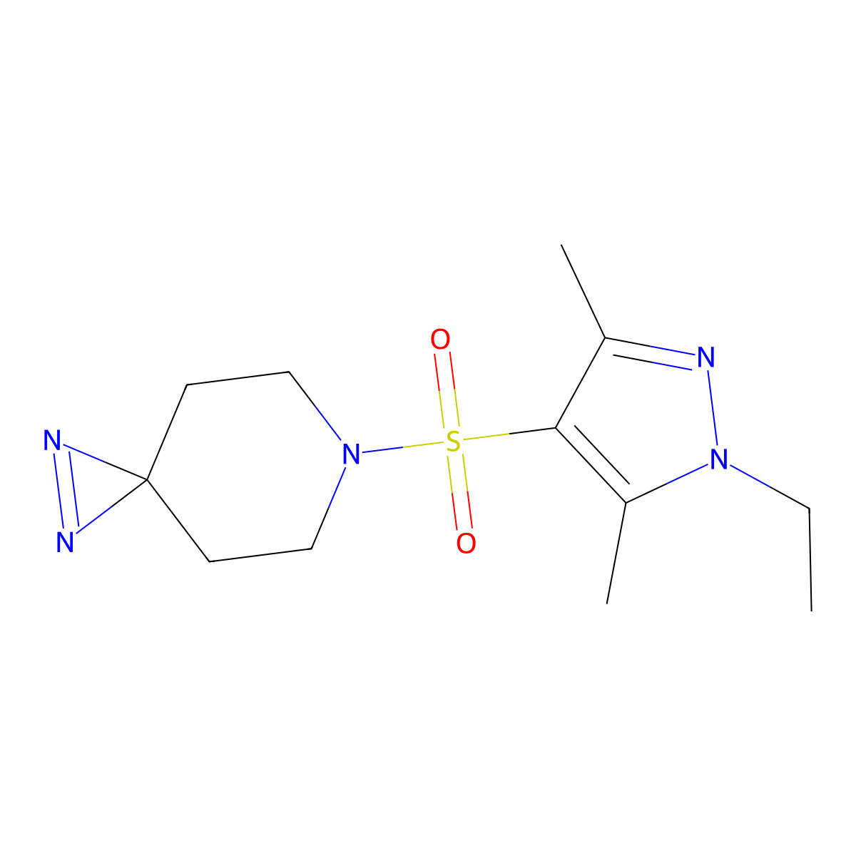 6-[(1-ethyl-3,5-dimethyl-1H-pyrazol-4-yl)sulfonyl]-1,2,6-triazaspiro[2.5]oct-1-ene molecular structure, CAS 3054551-21-9