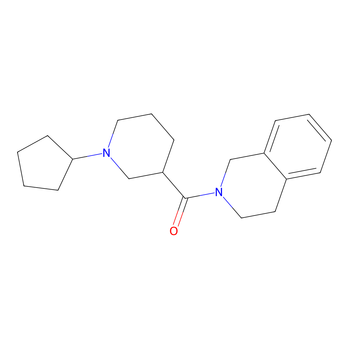 2-(1-Cyclopentylpiperidine-3-carbonyl)-1,2,3,4-tetrahydroisoquinoline molecular structure, CAS 3054551-29-7