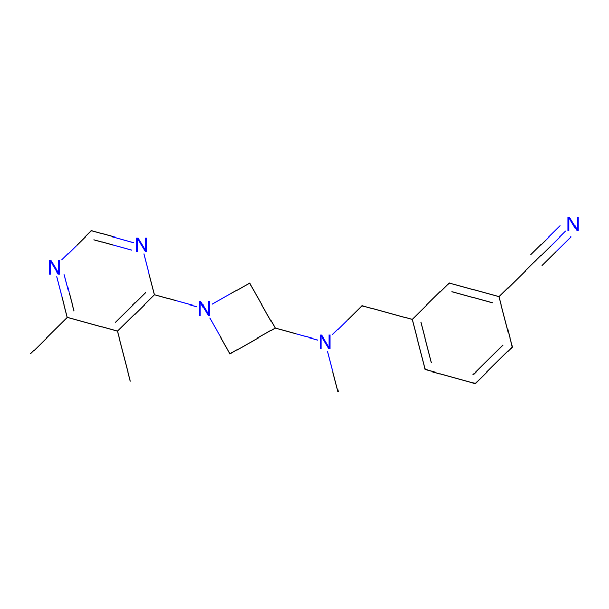 3-({[1-(5,6-Dimethylpyrimidin-4-yl)azetidin-3-yl](methyl)amino}methyl)benzonitrile molecular structure, CAS 3054551-36-6